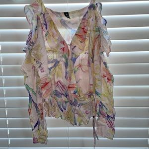 Neon Floral Print Casual/Formal Blouse
